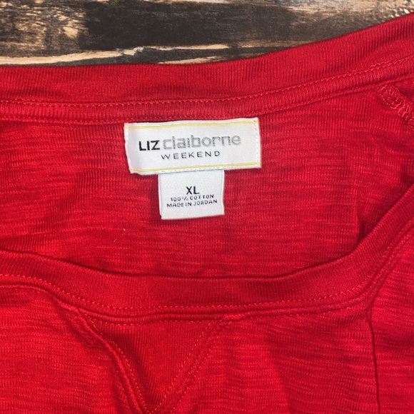 Liz Claiborne red cotton blouse size XL - Picture 2 of 2